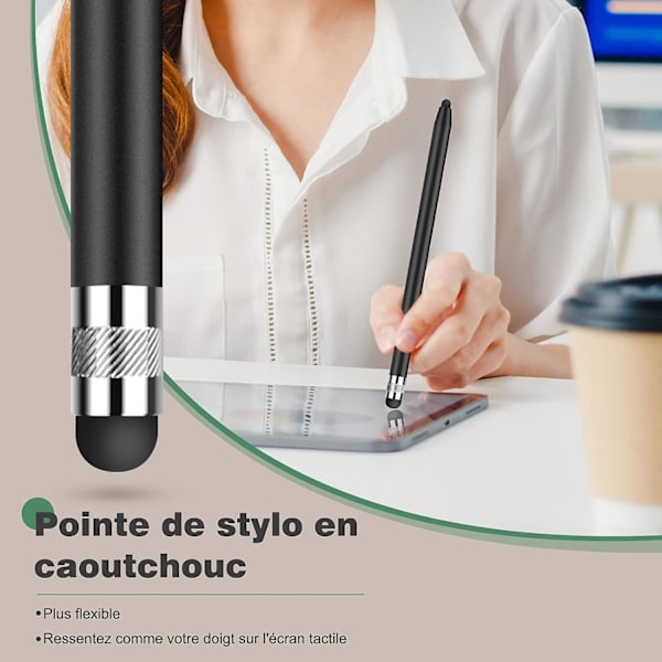 Universal Tablet Stylus (Sort + Rosaguld) til Touch Screen, 2 i 1 Kapacitiv iPad Stylus til iPhone/iPad/Pro/Mini/Air/Samsung/Tablet