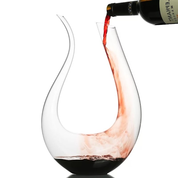 Vinkaraffel, 1,5L U-Formet Klassisk Vinkaraffel, Rødvin Karaffel, Vingaver, Vintilbehør