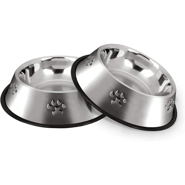 Bols Chat Alimentaire en Acier Antidérapantes avec Base en Caoutchouc, Gamelles d'eau pour Animaux de Compagnie de Petite Taille, 2 Gamelles, 18cm