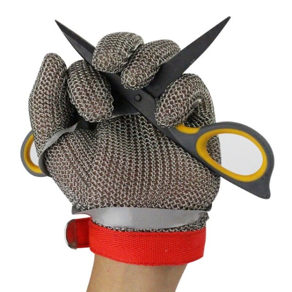 304 ringhandsker i rustfrit stål, anti-kædesavsfældemaskiner, niveau 5 anti-cut, venstre og højre generelle anti-cut handsker 1 (L)