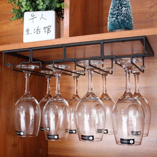 Hanging Glass Rack - Wine Glass Rack with 5 Rails for 10-15 Glasses, 51*23.5*6cm