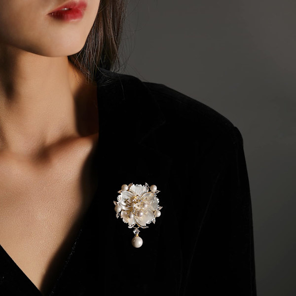 Elegant Pärlblomma Brosch Smycken