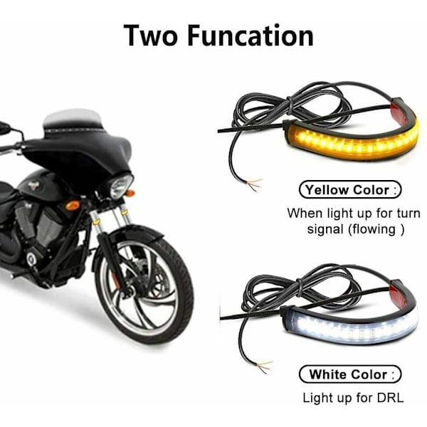 2 st LED-blinkers för motorcykel, ringformade gaffelremsljus, flexibla framlampor, blinkers, bärnstensvitt DRL, dagsljus, vattentäta