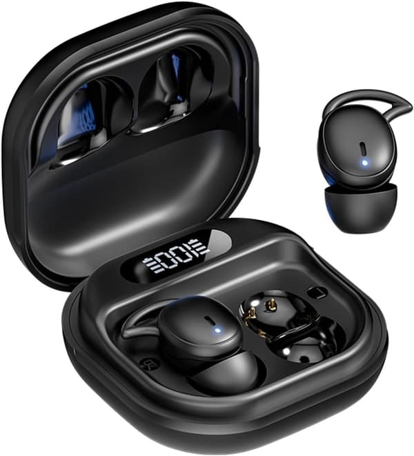Bluetooth 5.4 Sovhörlurar - Brusreducerande, Osynlig Mini Design, Vattentäta för Resor & Avkoppling (Svart)