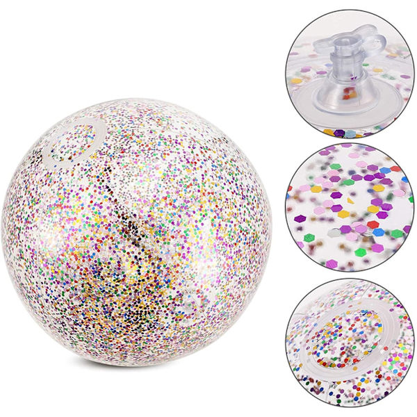 4 Pakke Oppustelige Glitter Strandbolde (40cm), Konfettistrandbolde, Bulk Poolbolde Pink Strandbolde Voksne Børn Sommer Pool Party Legetøj med Oppustelig