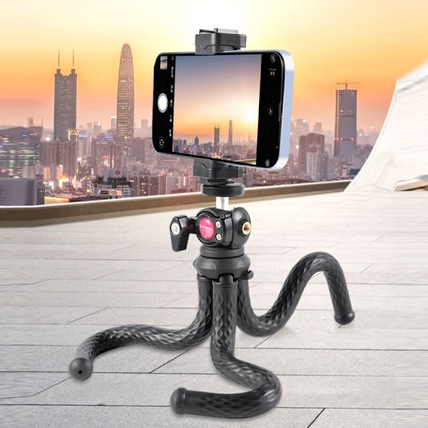 FT-01 Flexibelt flexibelt bläckfiskstativ med 360° roterande kulled, telefonstöd, 1/4 tums lastkapacitet på 2 kg för smartphone-kamera Vlog Se