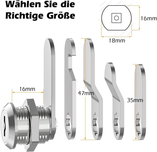 4 knaps postkasselås - 16 mm, 18 mm til postkasser og skabe