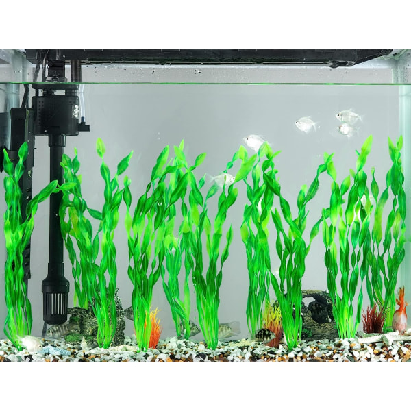 Kunstige tangplanter til akvarium, plast fisketank plantedekorationer 10 stk. (grøn)