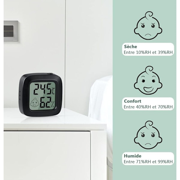 2 st mini termometer Digital Hygrometer med hög precision, inomhushygrometertermometer, med strömbrytare, omvandlingsbar ℃/℉, för vardagsrum baby r