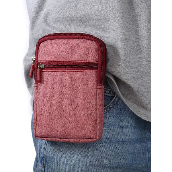 Pink-Belt Clip Universal Pouch Case, 6,3 tommer Denim Casual Taske Vandring til Mænd Bære Taske Shell Taske Bælte Clip Pouch Pouch med Flere Spænde Wal