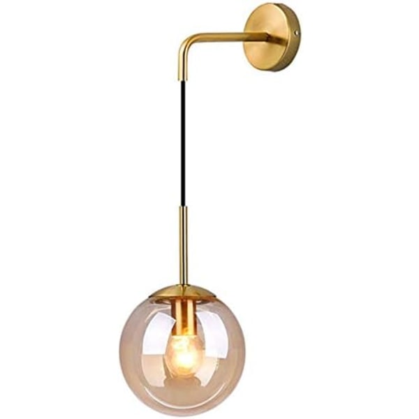 Vintage industriel væglampe glaskugle 20 cm væglampe entre soveværelse vintage væglampe ravfarvet glaskugle (rav)