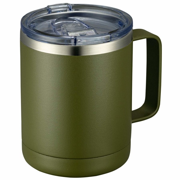 Kaffekrus med håndtak og skyvelokk, reisekrus i rustfritt stål med håndtak, dobbelvegg vakuumisolert campingkrus for varme og kalde drikker te