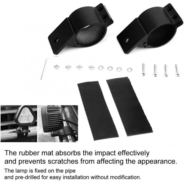 2 kiinnitystukea, alumiiniset kiinnityspihdit LED-autovaloille (3 \")