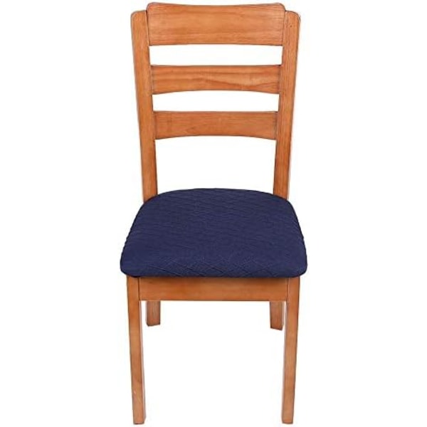 Stretchiga stolsitsöverdrag för matsal, Jacquard matstolsöverdrag avtagbara tvättbara stolsöverdrag, set om 4, marinblå