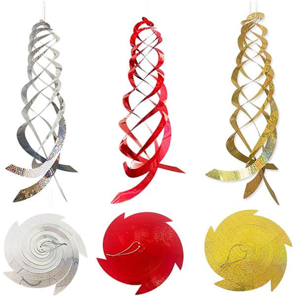 3-delt fugleskræmmer, spiralformet fugleskræmmer, spiralformet plaststang, reflekterende fugl, due, måge og insekt afvisende middel til at beskytte dine blomster og g