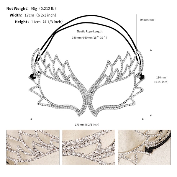 Överdriven Mode Lyxig Rhinestone Mask Elegant Legering Maskerad Ögonmask