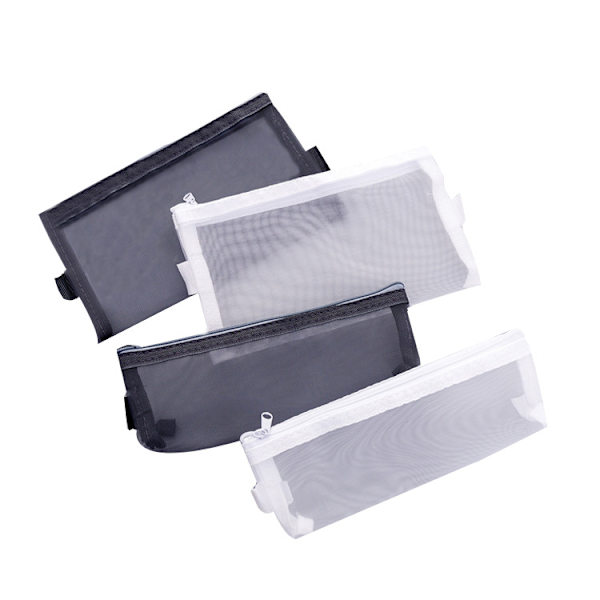 4 kpl (20*11cm/20*9cm) vetoketjullisia verkkokynäpusseja monikäyttöisiä järjestyslaukkuja matkoille, kosmetiikalle, toimistotarvikkeille, väri 2 väriä