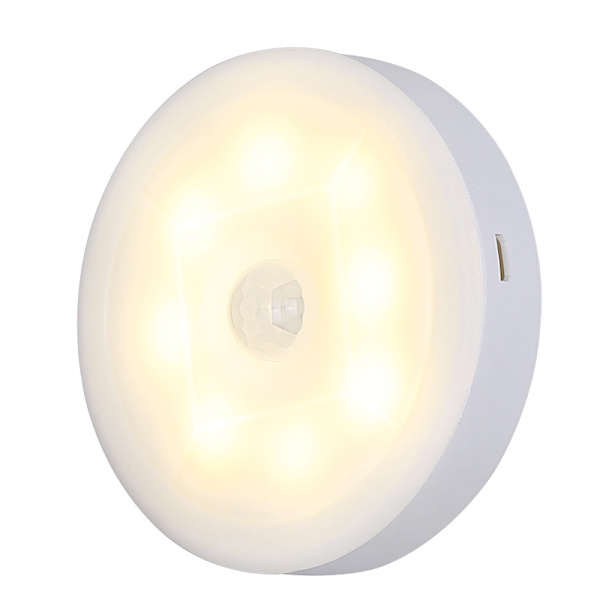 LED-rörelsesensor nattlampa inomhus, uppladdningsbar batteridriven automatisk rörelsesensor smart detektor vägg- och tak trådlös lampa (vitt ljus)