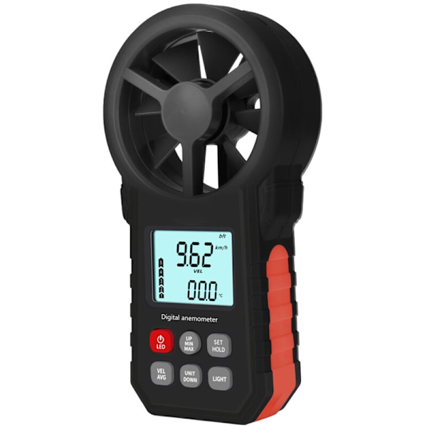Bærbar anemometer, bærbar vindhastighedsmåler, CFM-tæller, vindmåler med LCD-baggrundsbelysning til meteorologisk dataindsamling, sejlads, surfing, udendørs