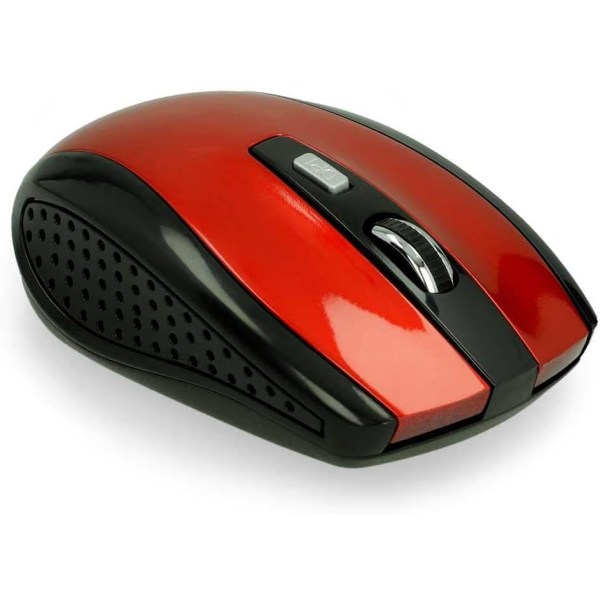 Wireless Optical Tracking Mouse USB Receiver 2.4G 1600 DPI 6 Buttons for PC Laptop Red Wireless Sensor