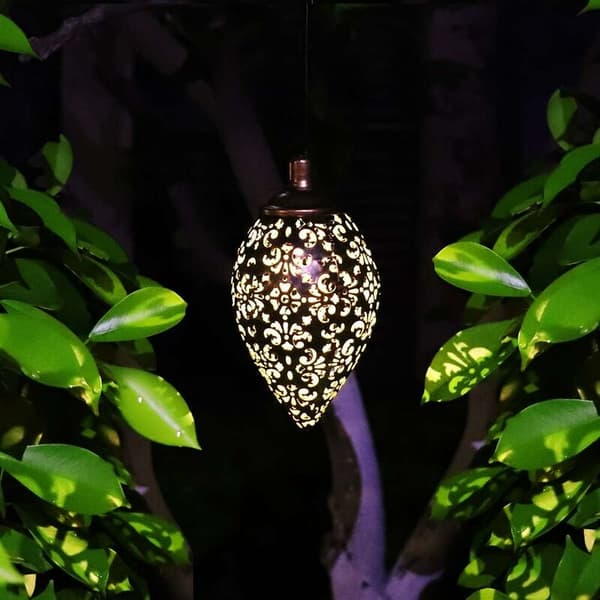 Solcellsladdad energisensorstyrd LED-lykta Hängande utomhuslampa olivgrön formdesign