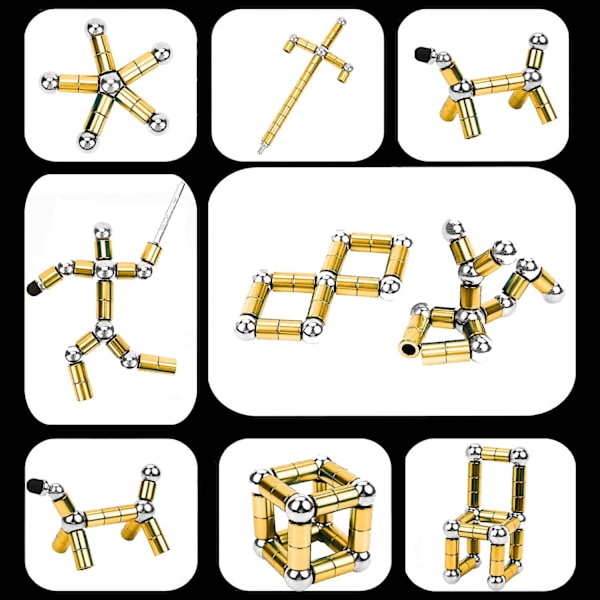 Magnetisk Stress Relief Penna - Rolig Present för Barn/Vänner (Guld)