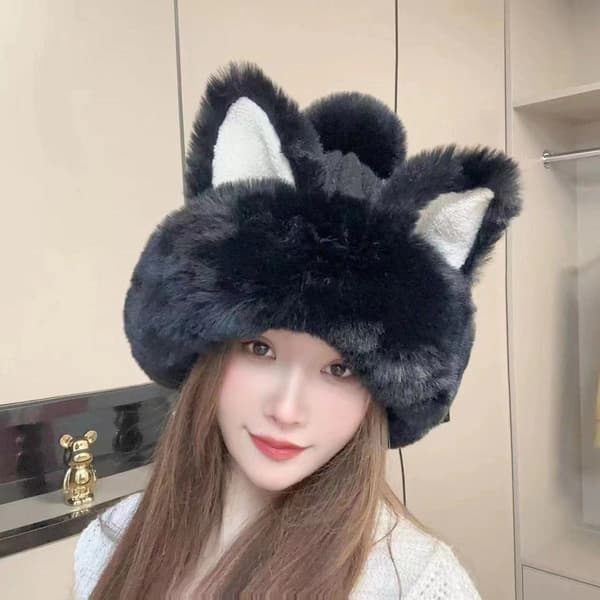 Dame Pels Hat Vinter Cut Animal Hue Solid Farve Skull Hat Tegneserie Hat En Størrelse