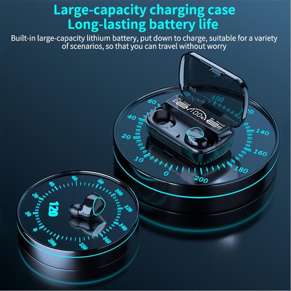 M10 Trådlösa Bluetooth 5.1 In-ear-hörlurar Led Digital Display Hörlurar（grön）