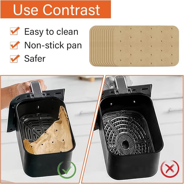 Airfryer papir liners, engangs airfryer liners dobbelt lag bakepapir, 200 stk