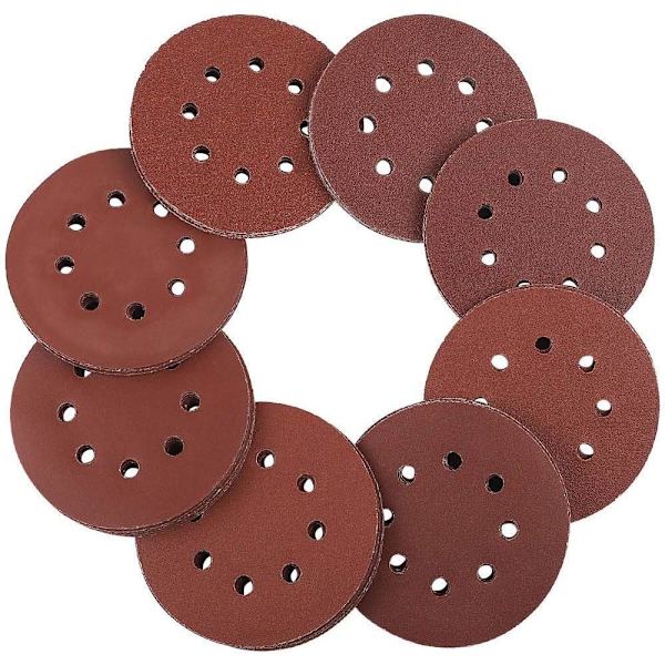Velcro slipeskiver Sandpapir 125mm-100 stk sandpapir, sandpapir for eksentersliper, eksentersliper, pneumatisk sliper, rød linje 40/60/80/