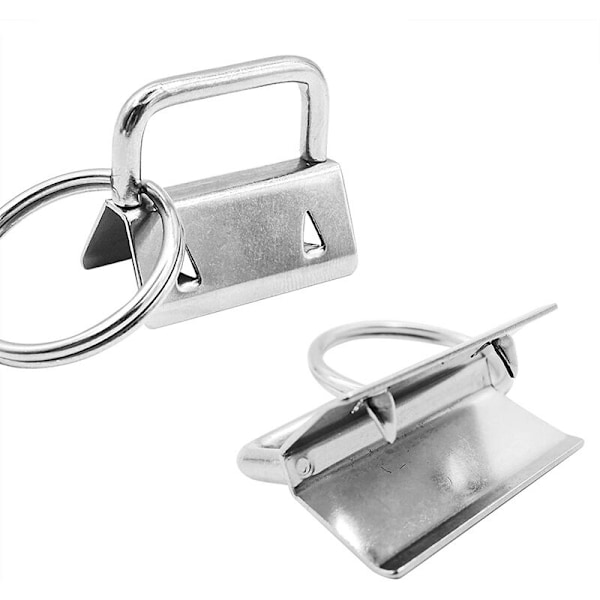 45 delar Material nyckelring, Metall DIY remsvansklämma med ring, Nyckelhållare tång Armband Laniere för handgjorda väskor (silver)