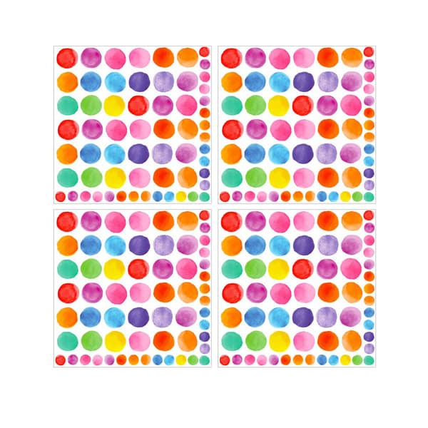 Polka Dot Wall Sticker Akvarel Polka Dot Wall Art Kit Akvarel Rund Boho Wall Sticker, Pink (4 Pack 30*30)