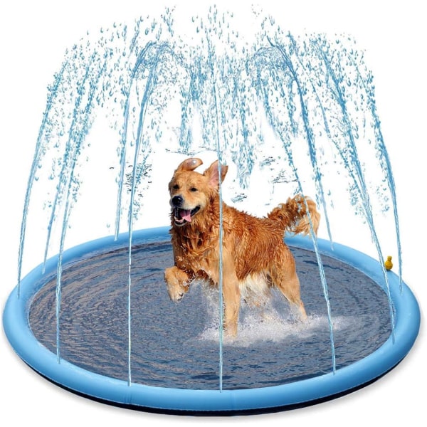 Blå - Hundspelmatta - 150 cm tjock - Husdjursbad - Sommarvattenlek - Present till hundar (150 cm) 1 st