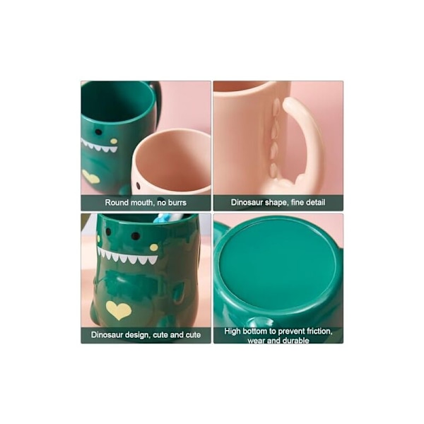 11x9cm Badrumsmugg, 2-pack tandborstmugg, Dinosauriemugg tandborste, hållbar plastmugg, för pojkar flickor daglig användning