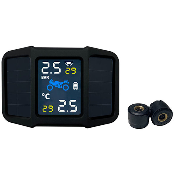 Solid energy TPMS däcktrycksövervakningssystem med 2 externa sensorer, realtidsvisning av tryck och temperatur