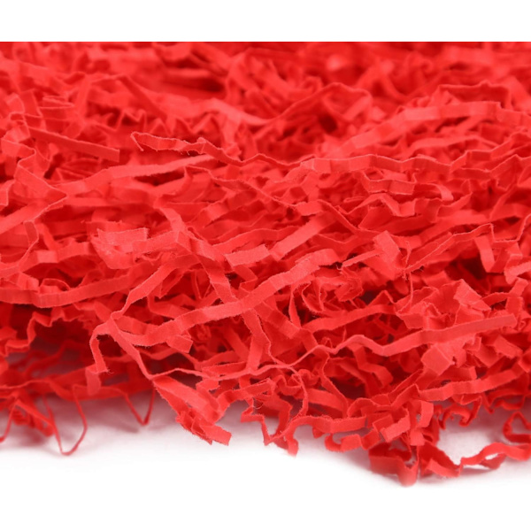 200g krossat strimlat papper rött kraftpapper - Julinslagning - Krossat inslagning - Presentförpackningsfyllning - Tom fylld korg