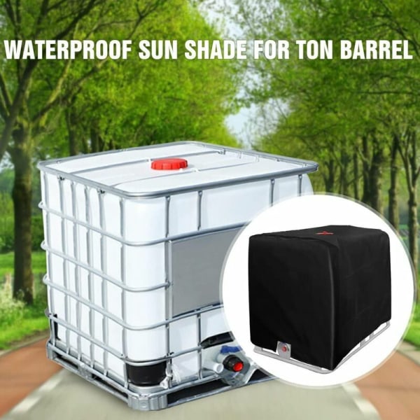 IBC Tank Cover Tarpaulin til 1000L IBC Container, 116 x 100 x 120 cm Vandtank Cover Anti-UV Regnfast (Sort) Fonepro