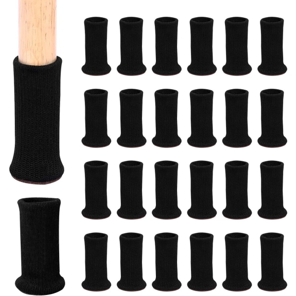 24 stk stolføtter for stoleben, møbelben, sklisikre puter for stoleben med diameter 1\"-2\" (svart)