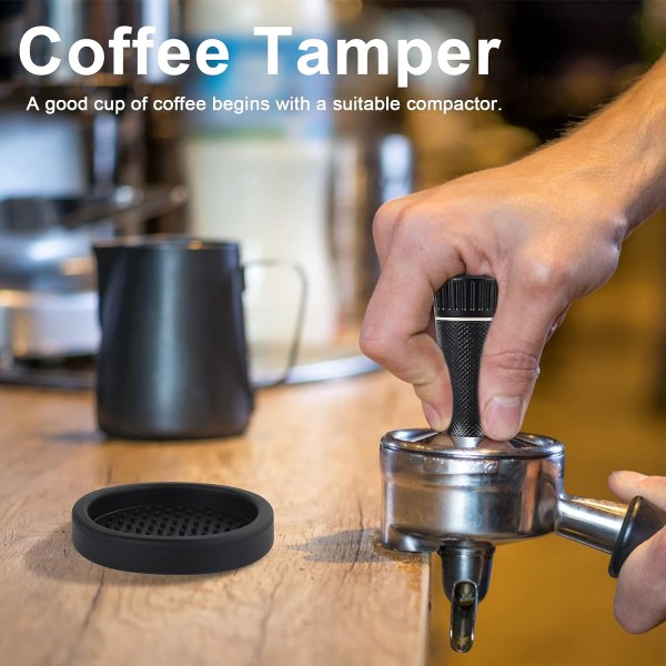 58,3 mm Kaffetamper, Rustfrit Stål Kaffe Presse, 2-i-1 Kaffetamper Nåle Dispenser, Espresso Tamper Køkken Tilbehør med Silikon Pude