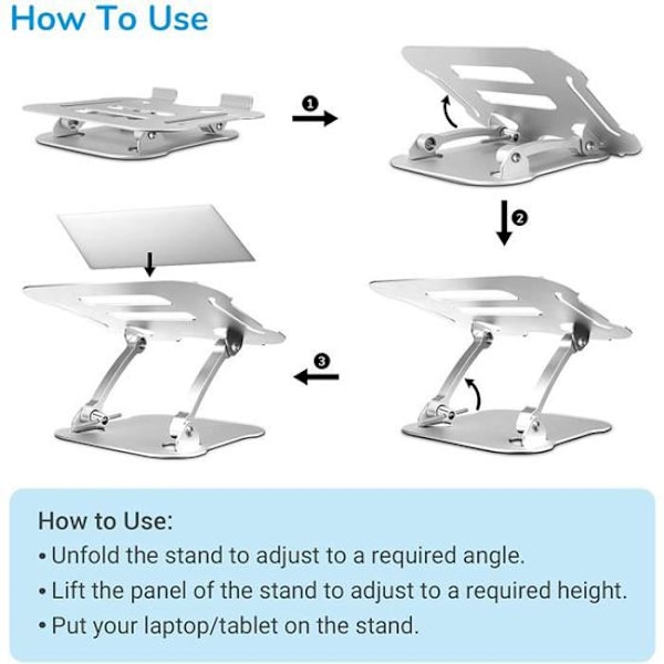 Justerbar bærbar computerstand, skridsikker PC-stand i aluminiumlegering med ventilation