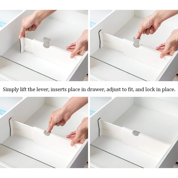 2PCS Adjustable Drawer Dividers Drawer Storage Organizers for Kitchen Drawer Store Underwear Socks Tableware