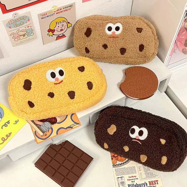 Chokolade Cookie Penalhus Stor Kapacitet Plys Legetøj Opbevaringspose Kosmetisk Taske Papiræske