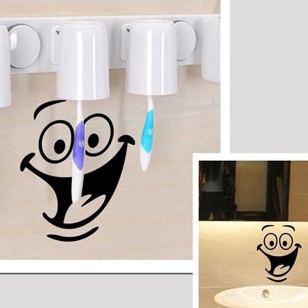 Smiley Sticker, Sjove Vægstickere til Toilet, Badeværelse, Køkken, PVC, 1 Farve, En Størrelse 24*18CM