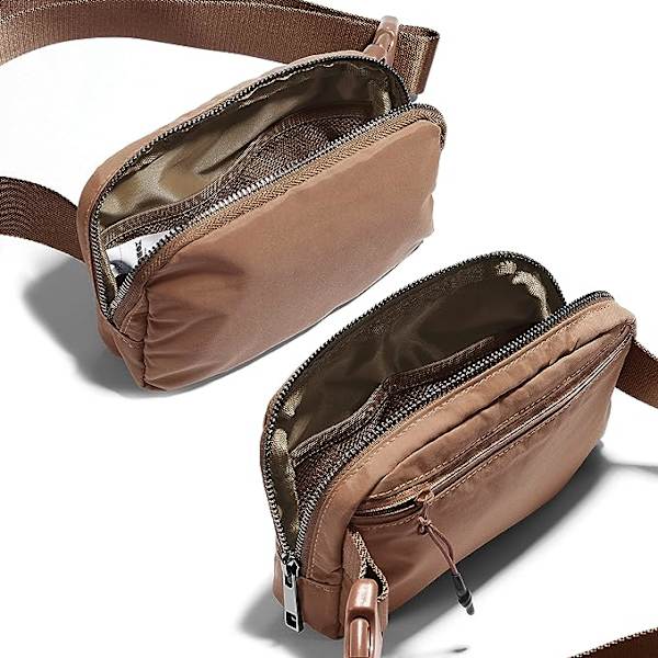 (Brun) Unisex mini fanny pack med justerbare stropper til træning, løb, rejser, vandreture.