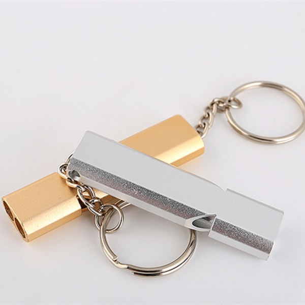 2 st utomhus explosiv visselpipa Dubbelrör högfrekvent visselpipa Aluminiumlegering metall överlevnadsvisselpipa