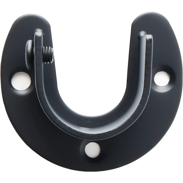 25mm, 4 stk gardinstangbrakett U-formet sokkelhenger stangende skapstangende for gardin eller garderobe, matt sort rustfritt stål