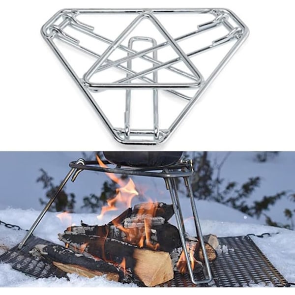 Vikbart stöd för lägereld, järnkök för camping, utomhusköksstöd, öppen eld, campingstativ, köksaccessoarer