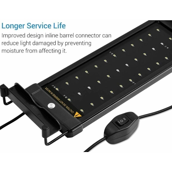 Classicled Akvariebelysning, LED-rampe til ferskvandsakvarium, Lys Akvarieplanter, 2 LED-lampetilstande til akvarium, 40 cm, 6W, 7000k