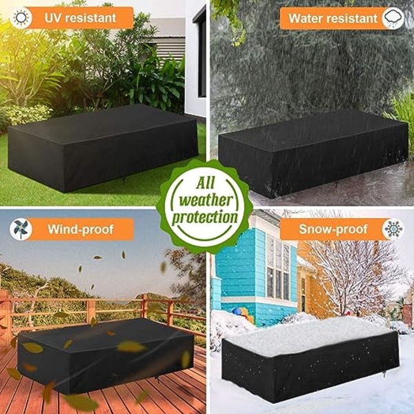 Möbelöverdrag 315x160x74cm, Trädgårdsmöbelöverdrag för 10-12 Sitsar Vattentät, Möbelskydd Överdrag Trädgårdsskydd för Bord, Soffa, Recliner,