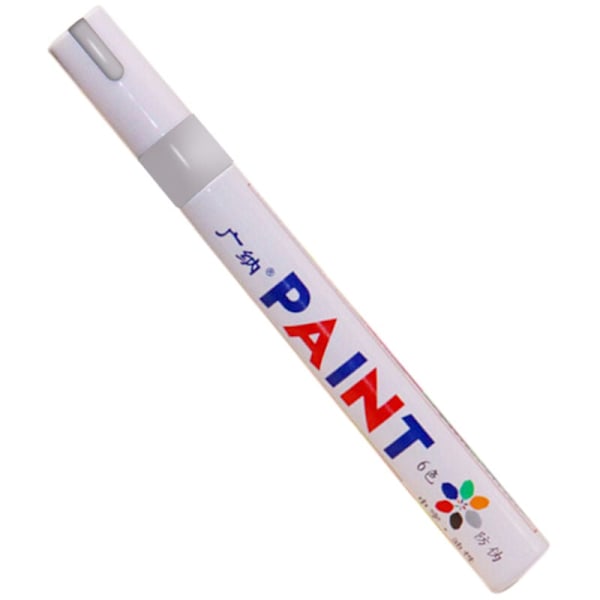 Bærbar farverig pen bil dæk dæk gummi dæk metal maling permanent maling markører olieagtig graffiti stribe reparationspen (sølv)